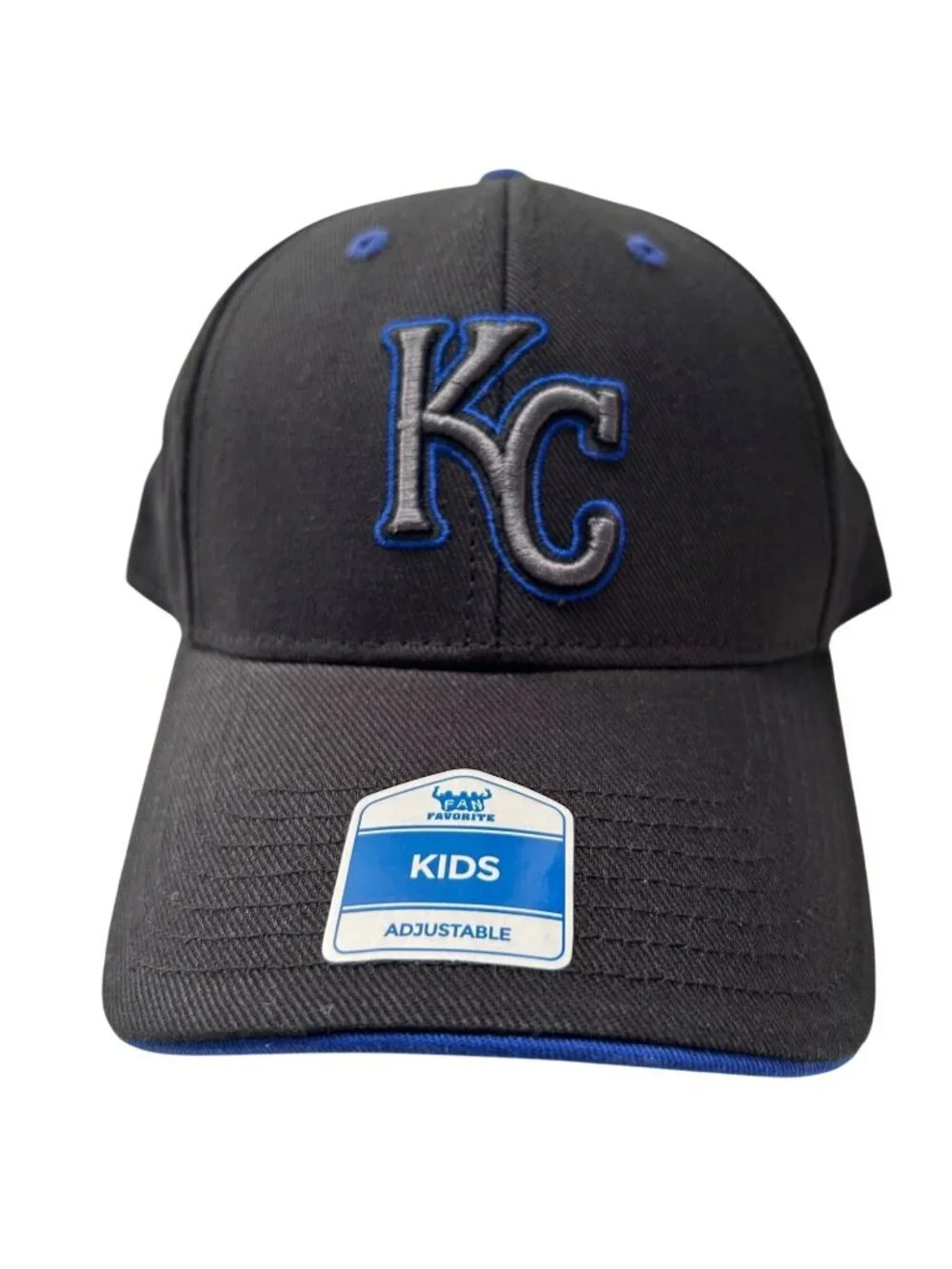 NWT Kids Adjustable Kansas City Royals Baseball Cap Black & Blue MSRP $19.99
